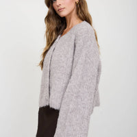 Lila Fuzzy Knit Cardigan