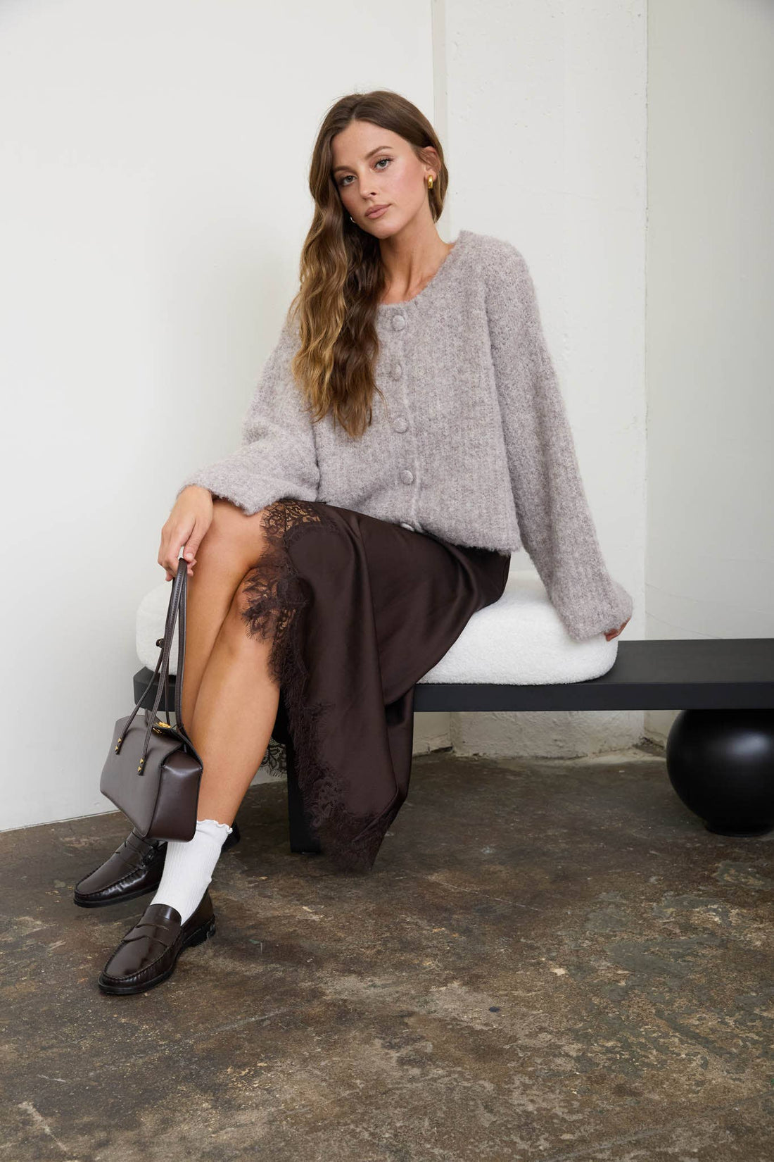 Lila Fuzzy  Knit Cardigan