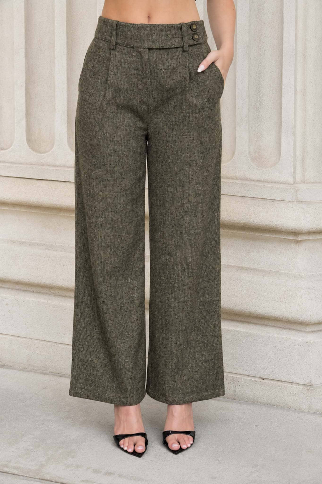 Cora Wide Leg Tweed Pants