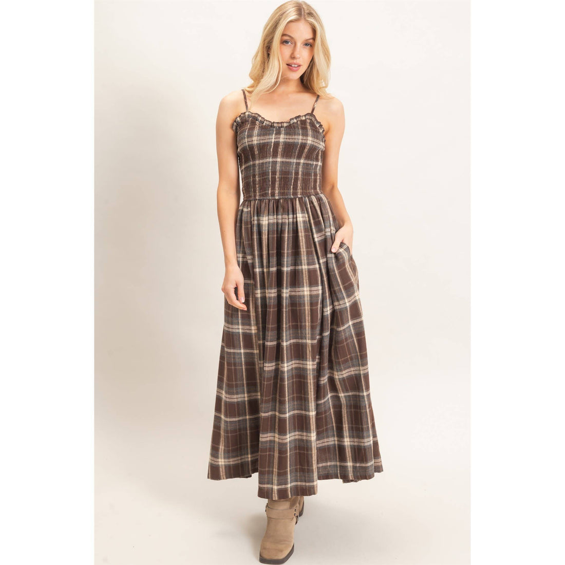 Amelia Plaid Maxi Dress