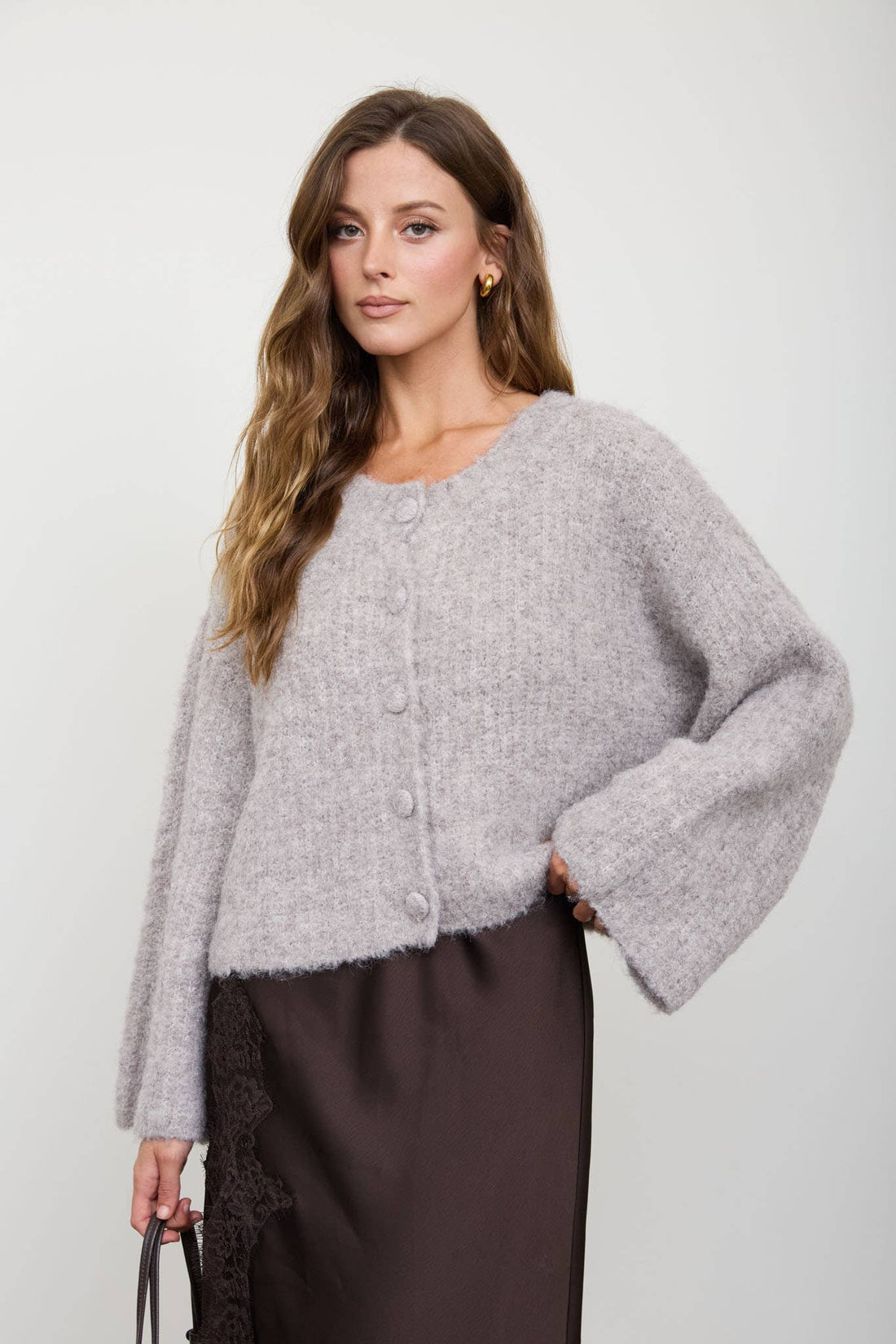 Lila Fuzzy  Knit Cardigan