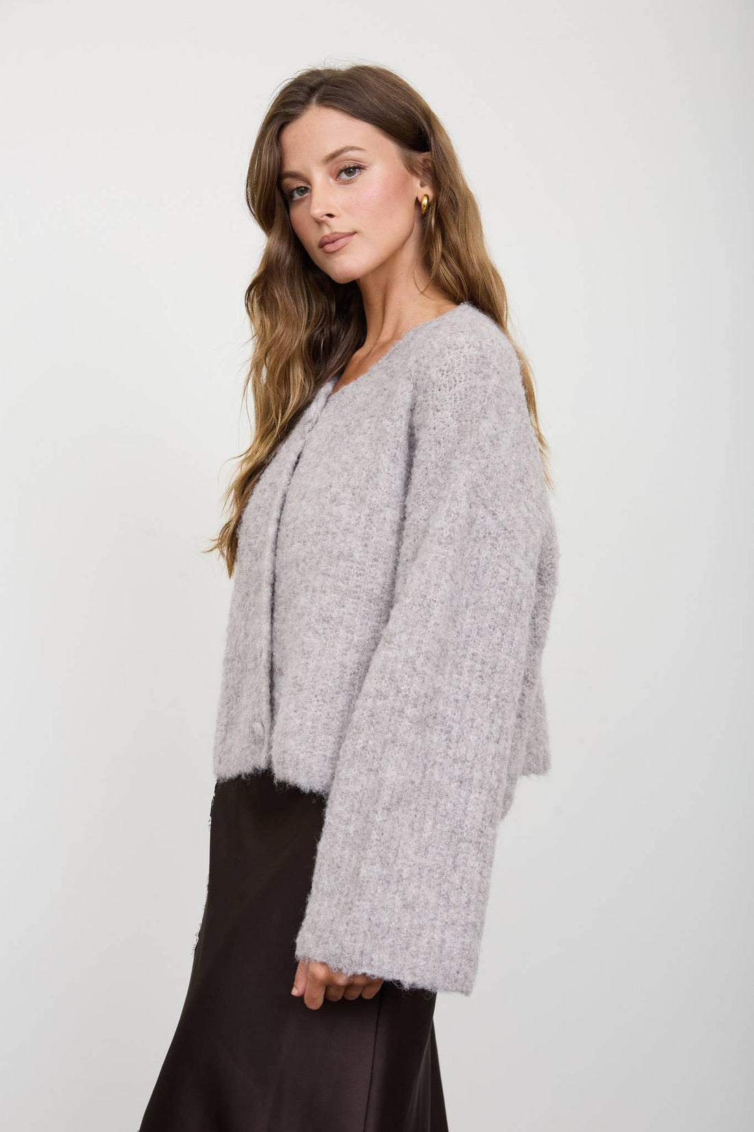 Lila Fuzzy  Knit Cardigan