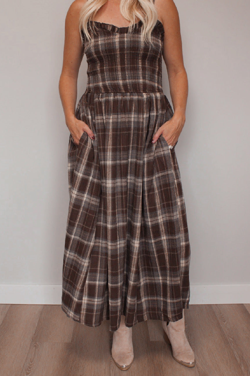 Amelia Plaid Maxi Dress