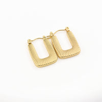 Textured U Hoops - Stainless Steel Rectangle Hoop Earrings