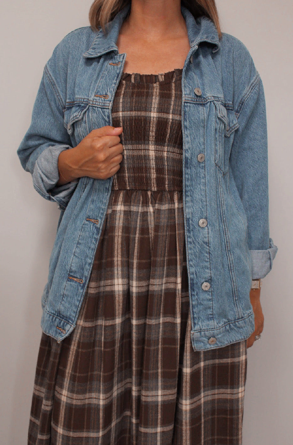 Amelia Plaid Maxi Dress