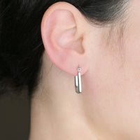 Textured U Hoops - Stainless Steel Rectangle Hoop Earrings