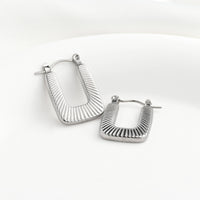 Textured U Hoops - Stainless Steel Rectangle Hoop Earrings