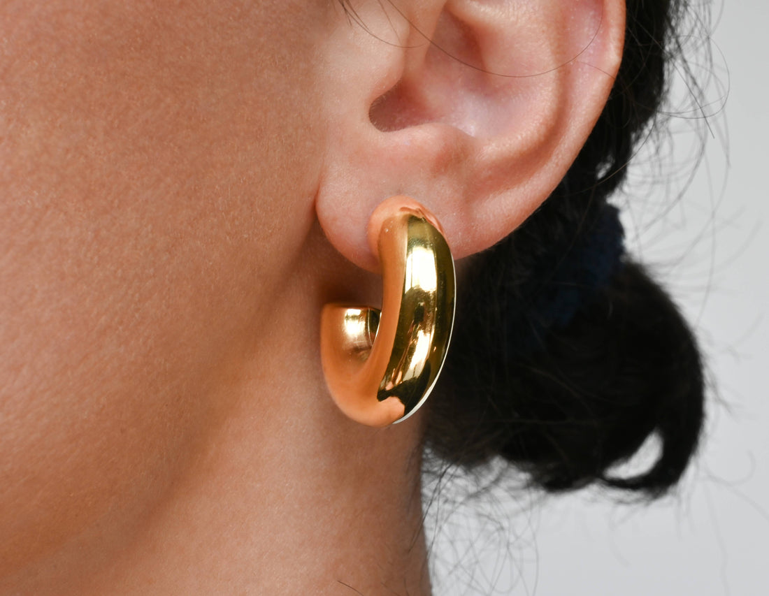 Chunky Tube Hoops - Waterproof Chunky Medium Hoop Earrings