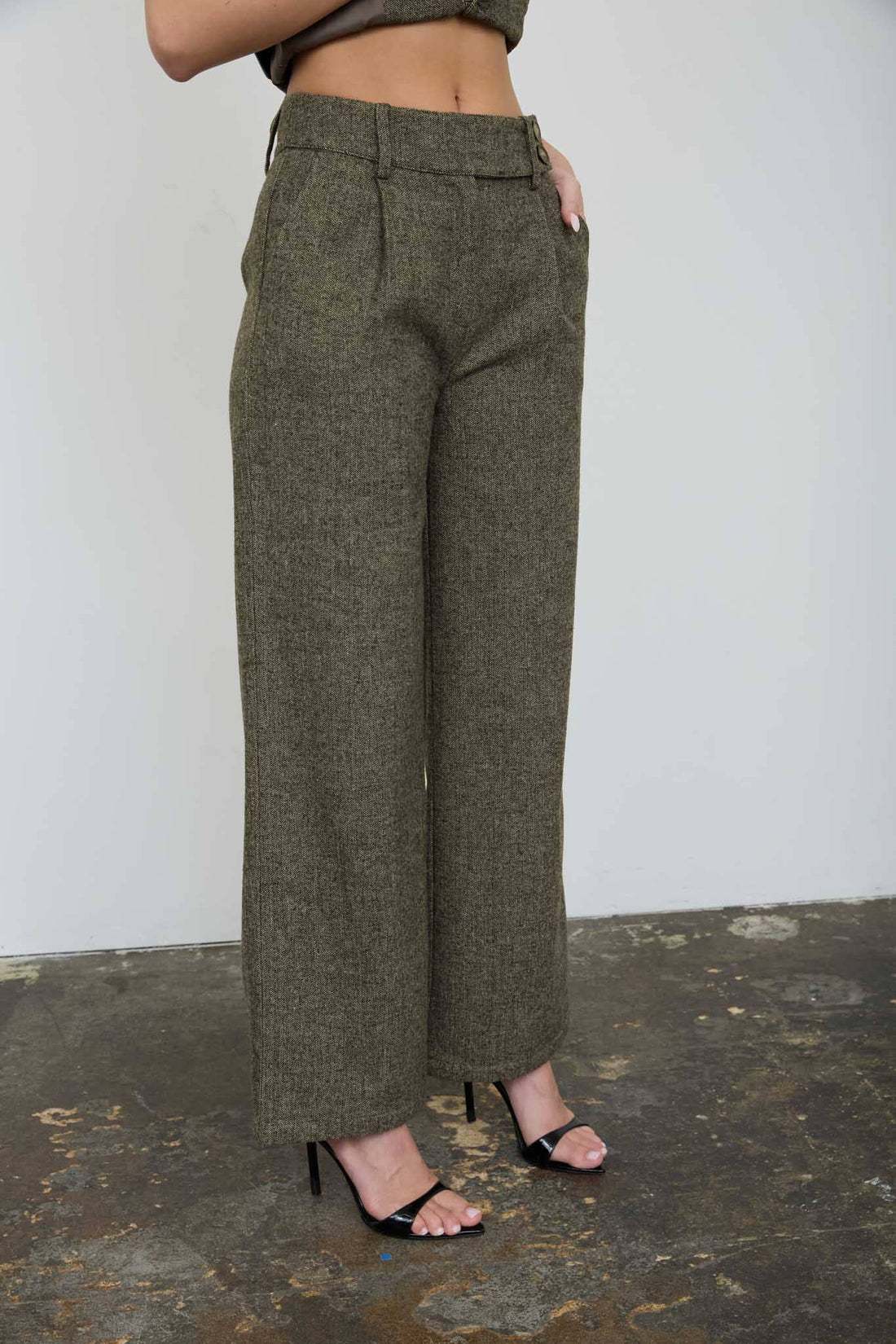 Cora Wide Leg Tweed Pants
