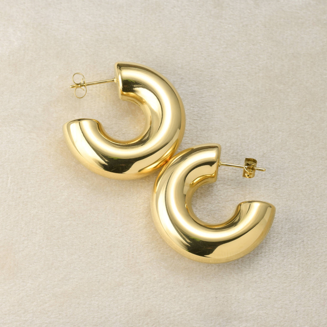 Chunky Tube Hoops - Waterproof Chunky Medium Hoop Earrings