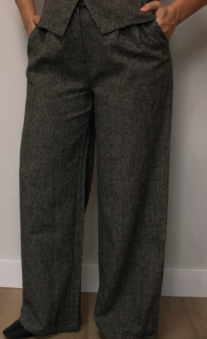 Cora Wide Leg Tweed Pants