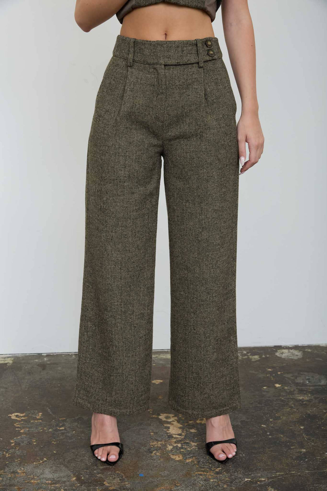 Cora Wide Leg Tweed Pants