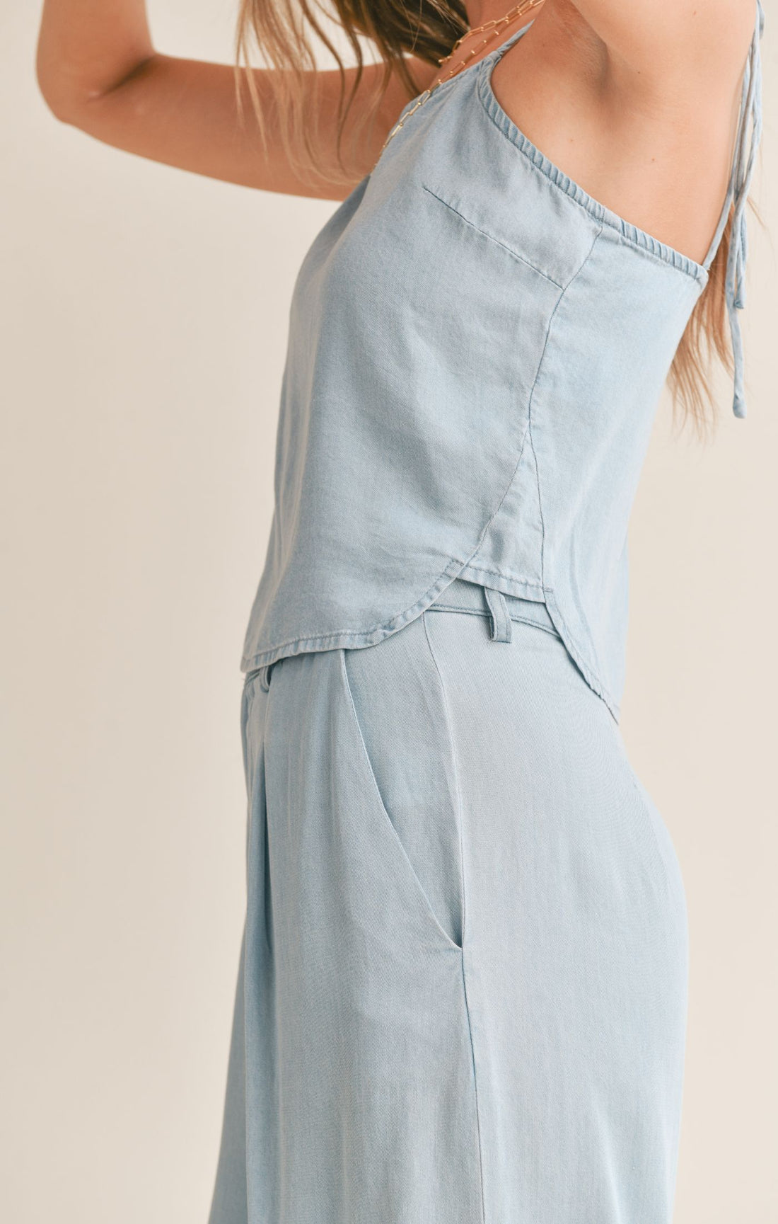 Soft Breeze Chambray Wide Leg Pant