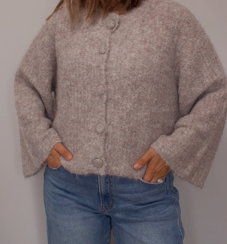 Lila Fuzzy  Knit Cardigan