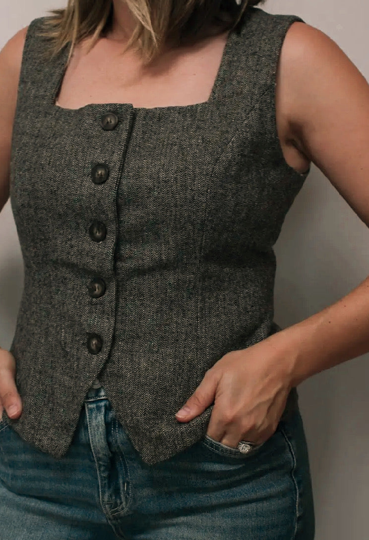 Cora Tweed Peplum Vest