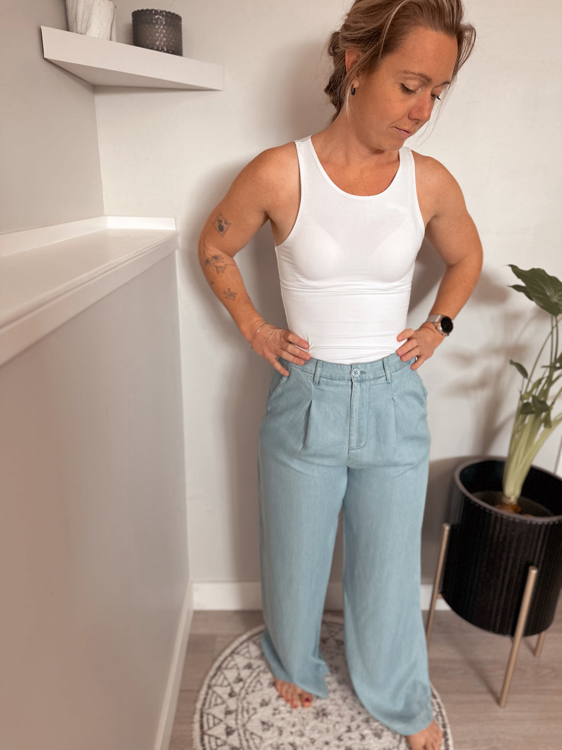 Soft Breeze Chambray Wide Leg Pant