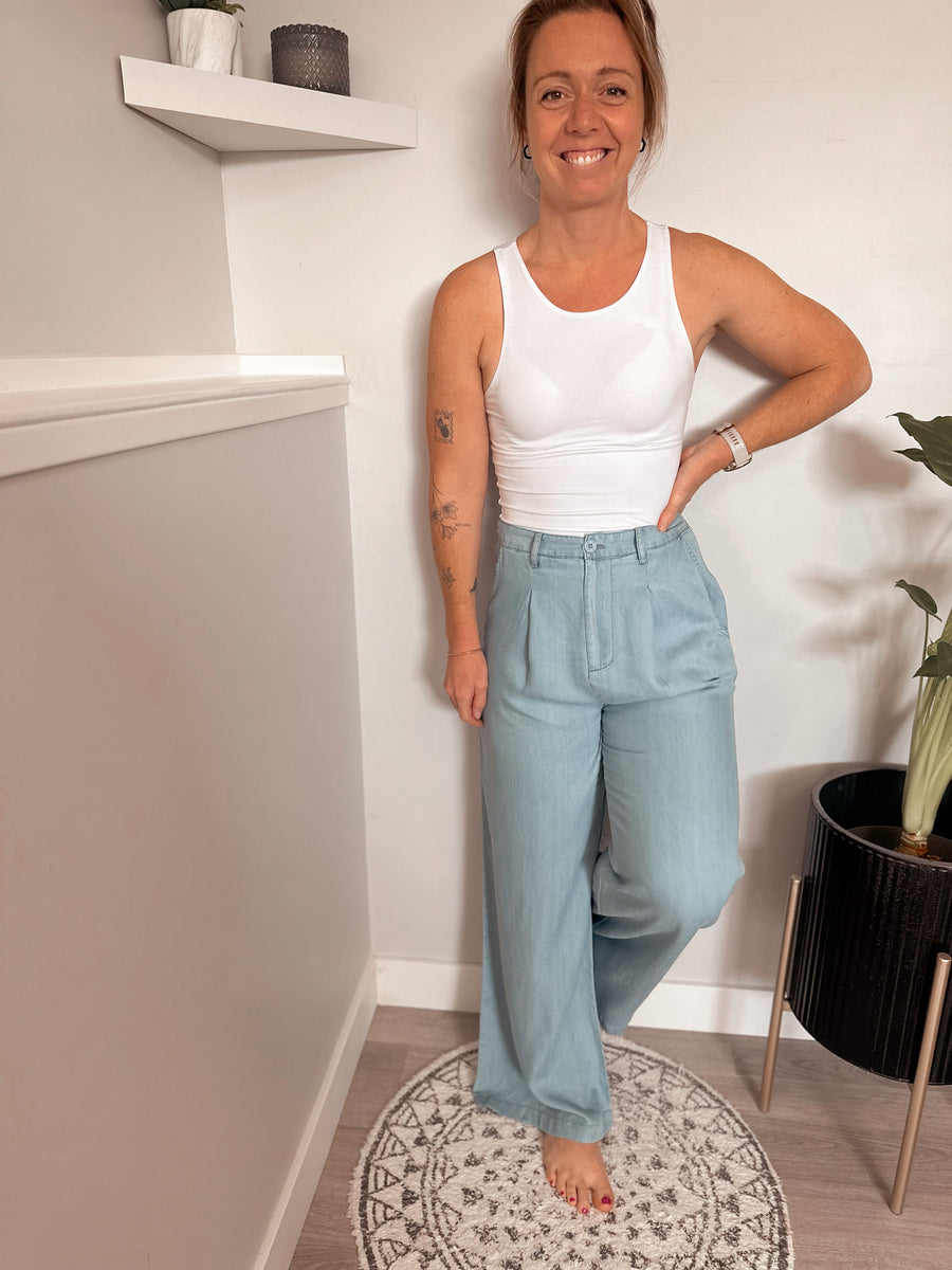 Soft Breeze Chambray Wide Leg Pant