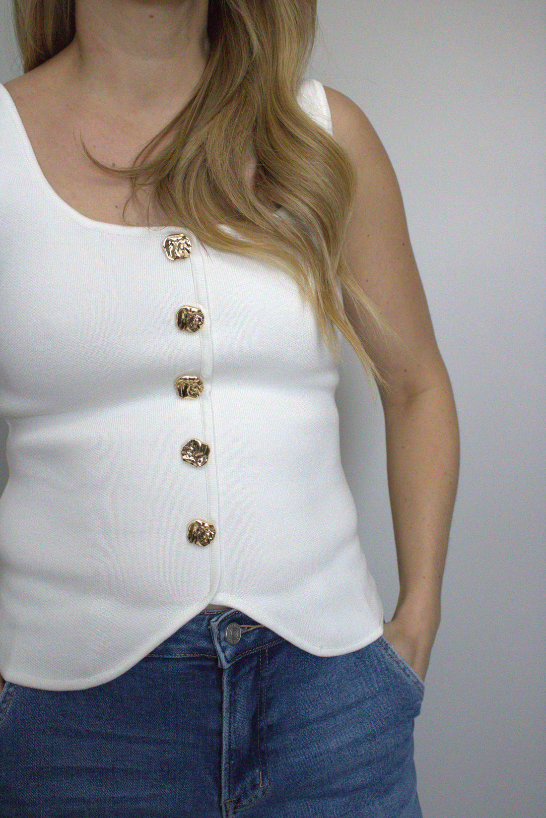 Darla Gold Button Tank