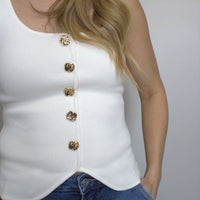Darla Gold Button Tank