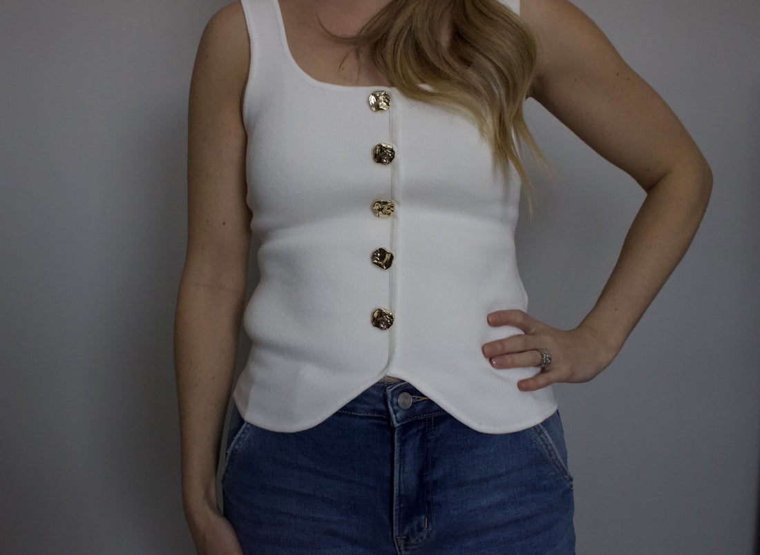 Darla Gold Button Tank