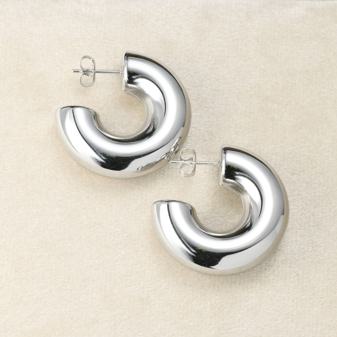 Chunky Tube Hoops - Waterproof Chunky Medium Hoop Earrings