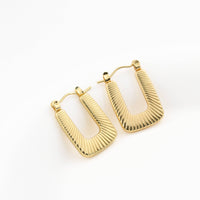 Textured U Hoops - Stainless Steel Rectangle Hoop Earrings