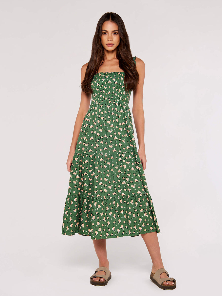 Orchid Smock Tiered Midi Dress – The Clothesline Boutique