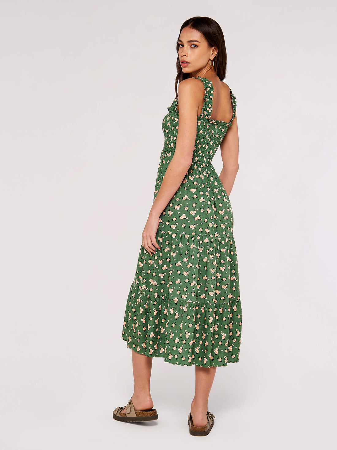 Aerie EYELET SMOCKED TIERED MIDI DRESS LINED @ Best Price Online