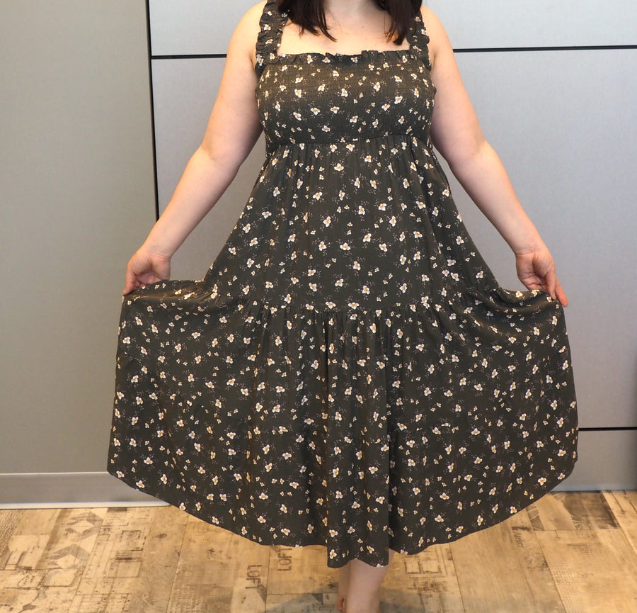Orchid Smock Tiered Midi Dress The Clothesline Boutique