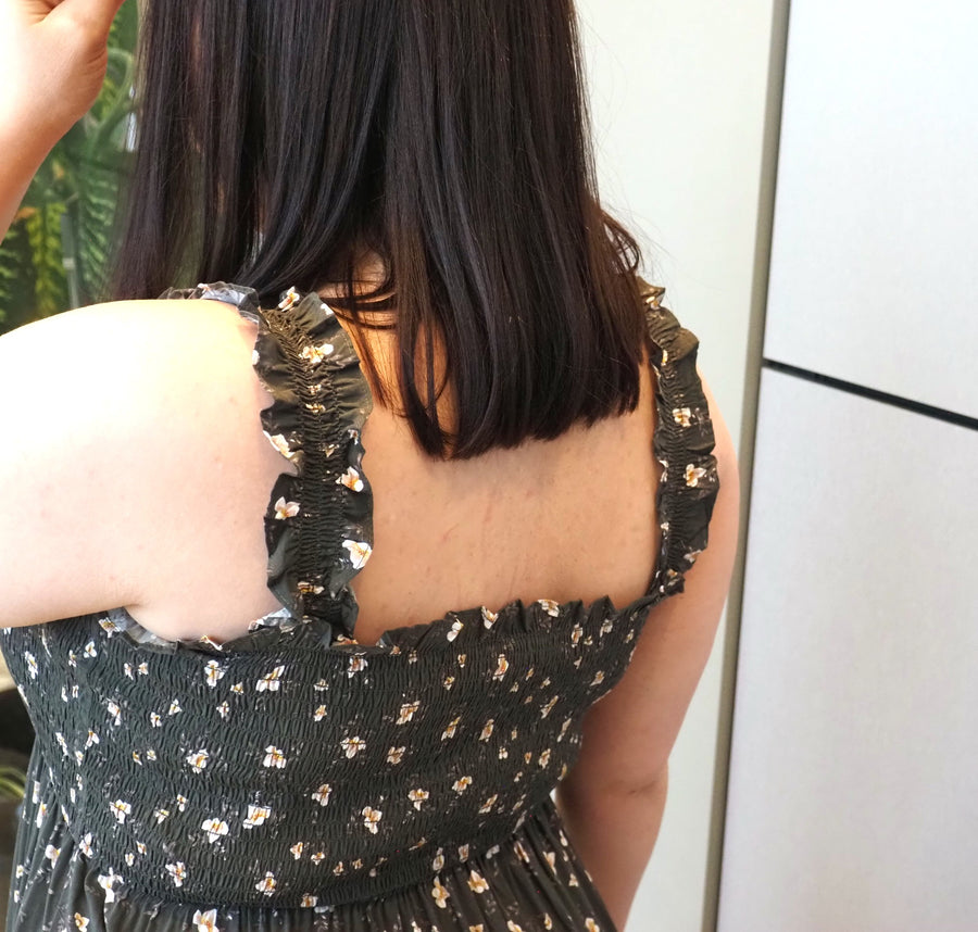 Orchid Smock Tiered Midi Dress The Clothesline Boutique